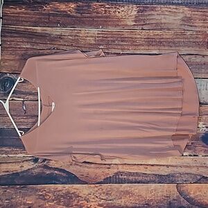 MAURICES PINK/MAUVE SHORT SLEEVE V NECK SHIRT SIZE 2